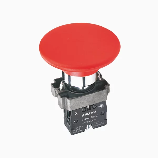 PULSADOR TIPO HONGO METALICO ROJO NC 60 ANU