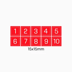KIT 18 - NRO 1 AL 10 (1c/u) FONDO ROJO CUADRADO