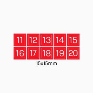 KIT 19 - NRO 11 AL 20 (1c/u) FONDO ROJO CUADRADO