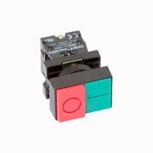 PULSADOR PLASTICO DOBLE, ROJO/VERDE, 1NA+1NC