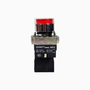 PULSADOR LUMINOSO ROJO, METALICO, LED 220VAC, 1NC, IP40