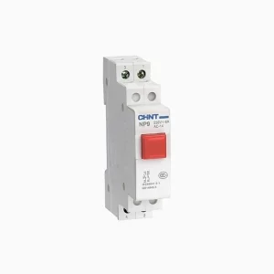 PULSADOR RIEL DIN ROJO S/ INDICADOR LUMINOSO 230 VAC 1NA+2NC